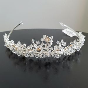 Crystal Tiara with Rhinestone Flowers